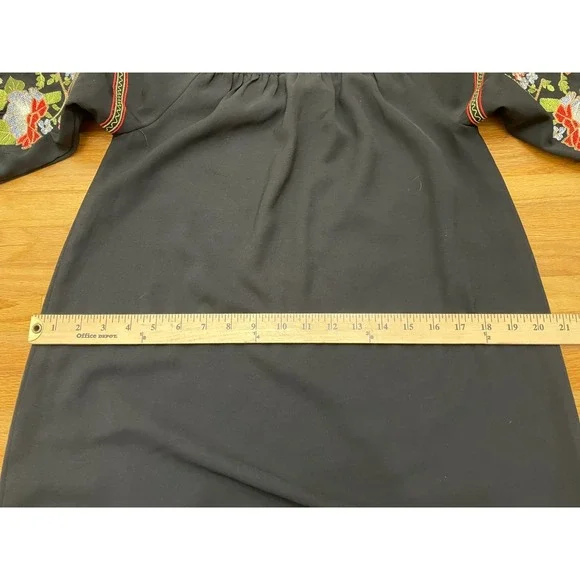 Free People Fleur du Jour Women's S Black Dress Mini Floral Embroidered Boho - Picture 6 of 11